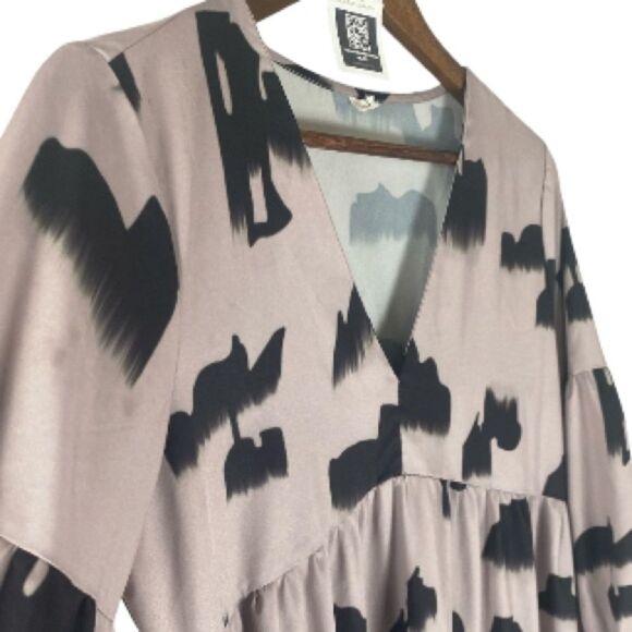 Elegant Black and Gray Patterned Women's Dress / L - Picture 3 of 7